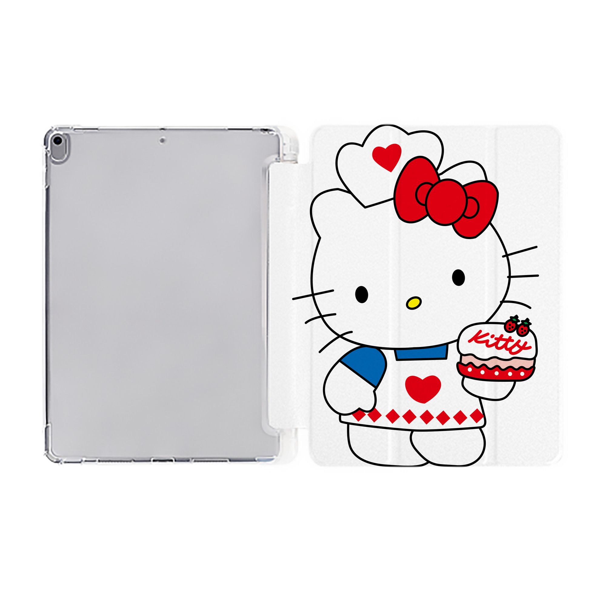 （画像用） Hello Kitty ハローキティ IPad ケース ペン収納付き 三つ折りスタンド PUレザー×シリコン 対応機種9.5/10.5/10.9インチ
